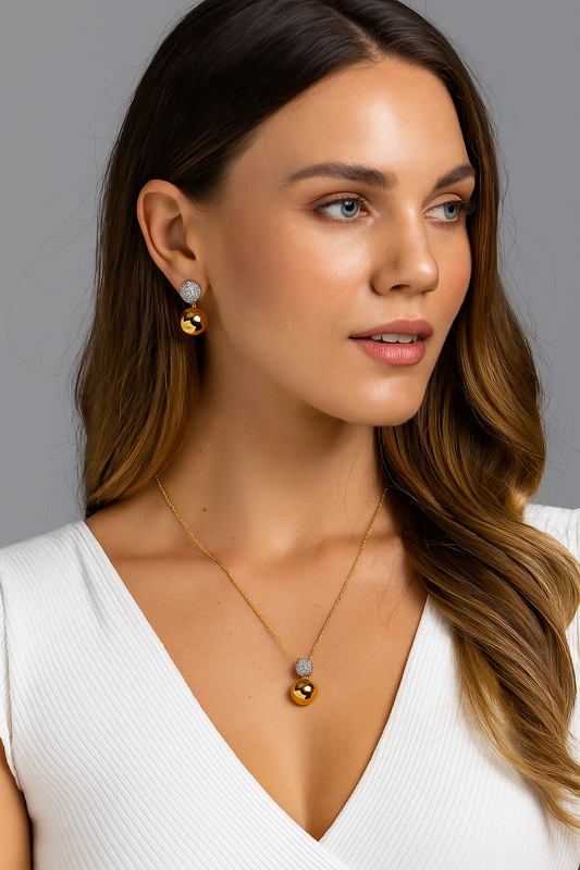 Dual Gleam Sphere Chain Pendant Set