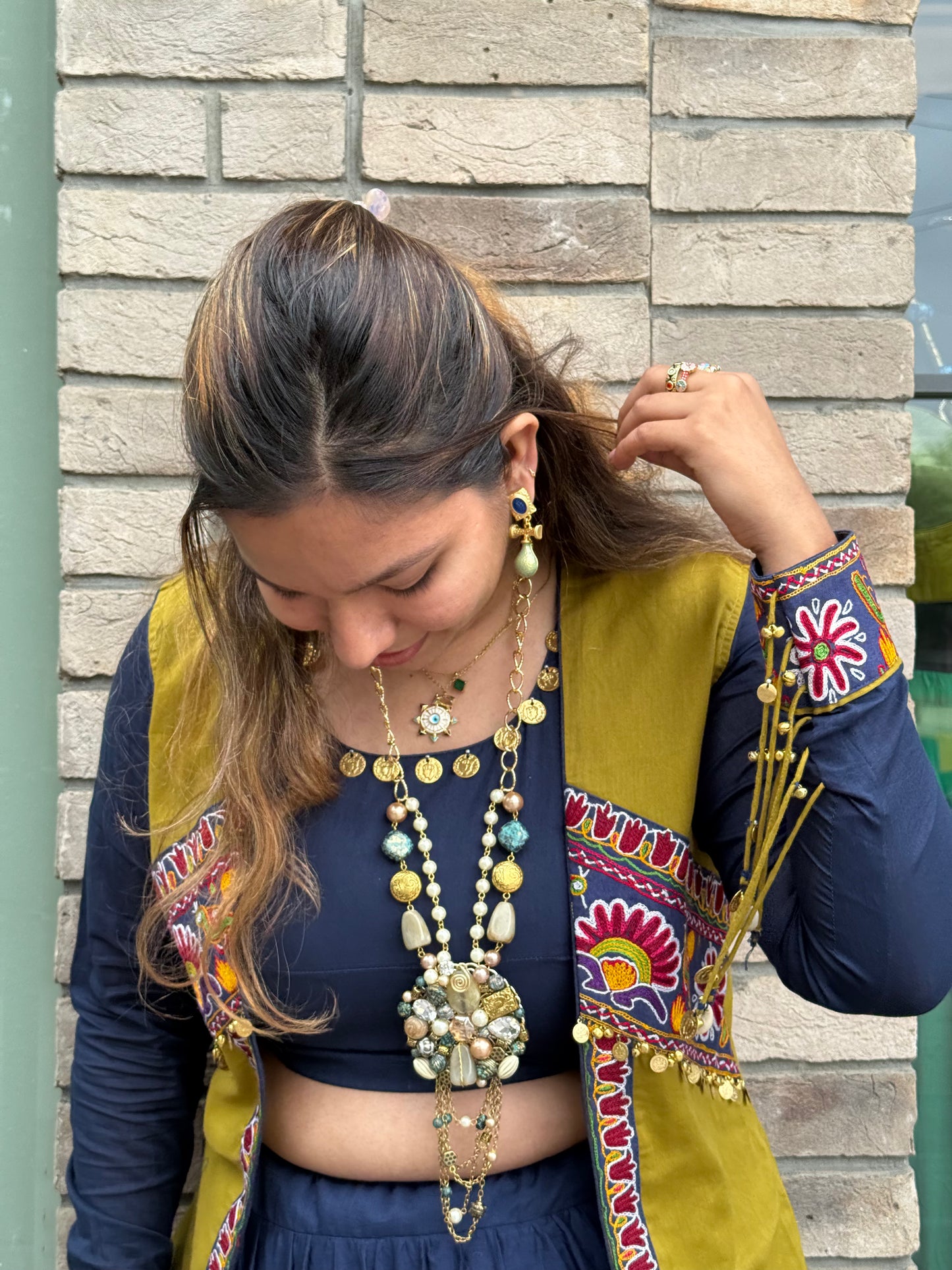 Gold Geometric Window Drops Earrings