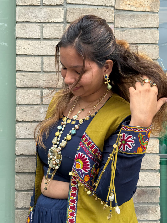 Gold Geometric Window Drops Earrings