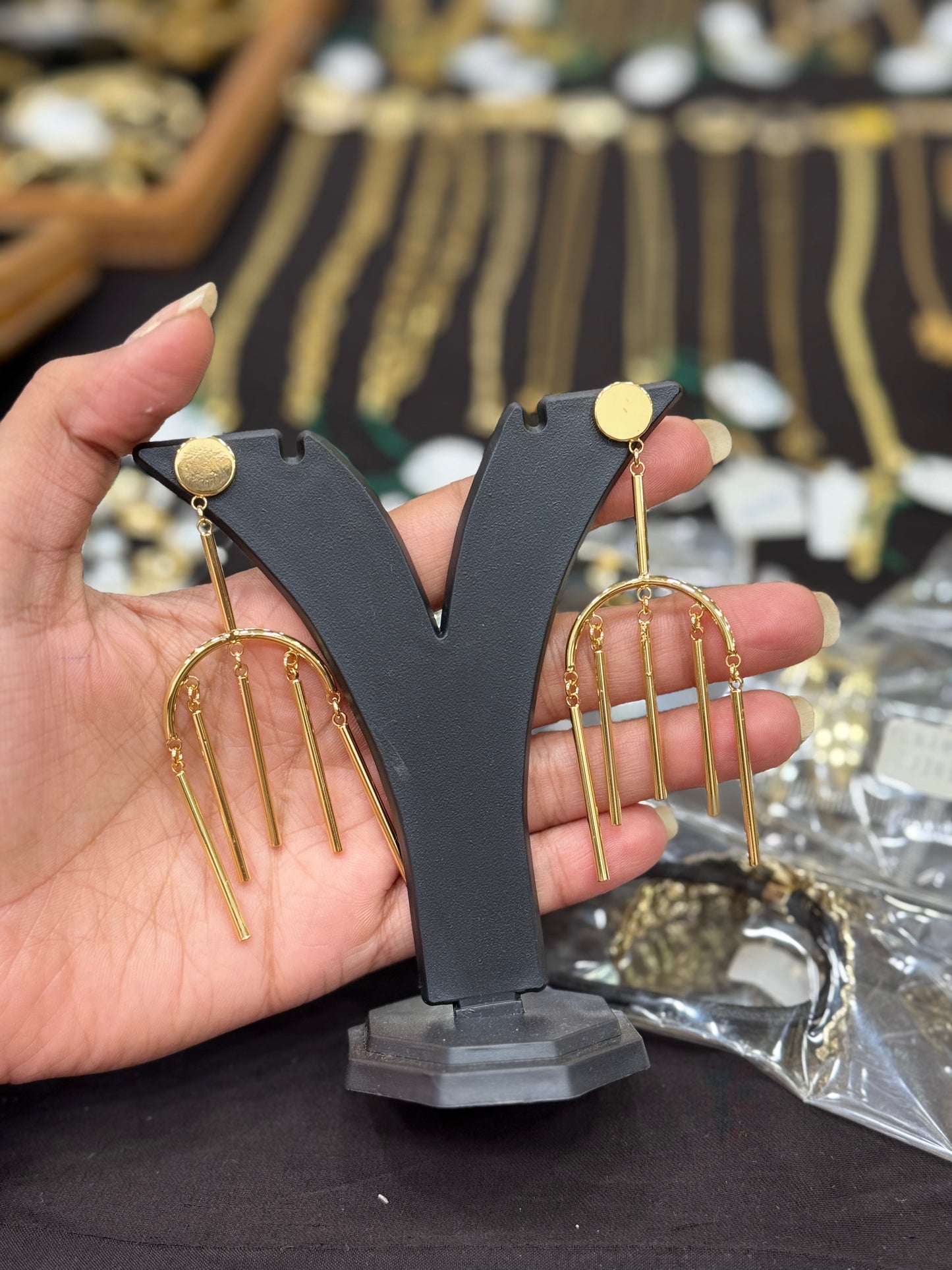 Minimalist Geometric Bar Drop Earrings
