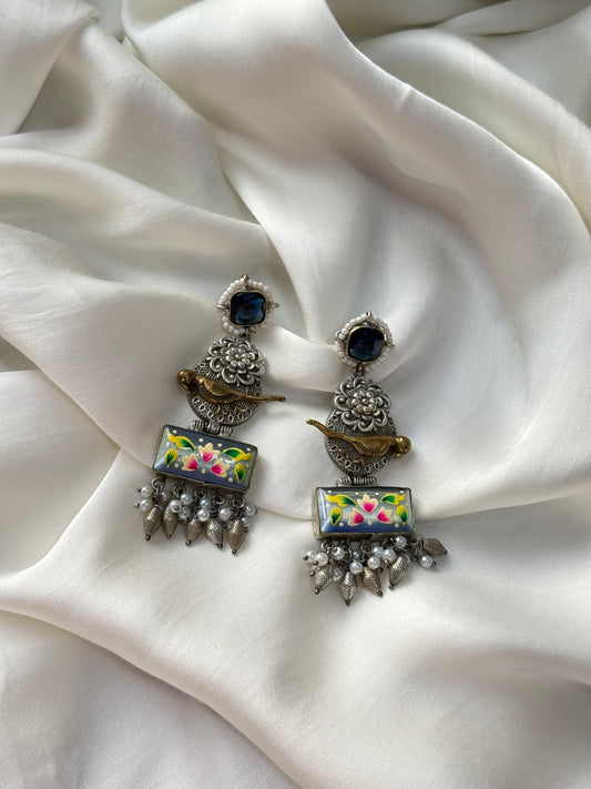 Gulzar Handpainted Silver Earrings
