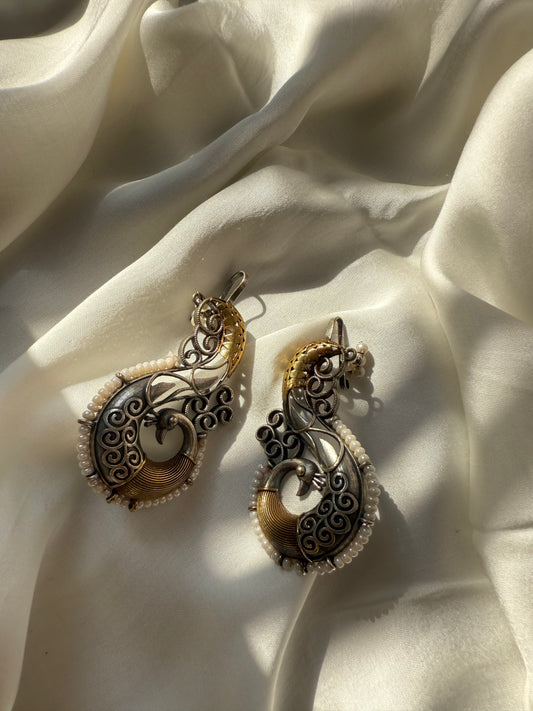 Antique Dual-Tone Filigree Earrings