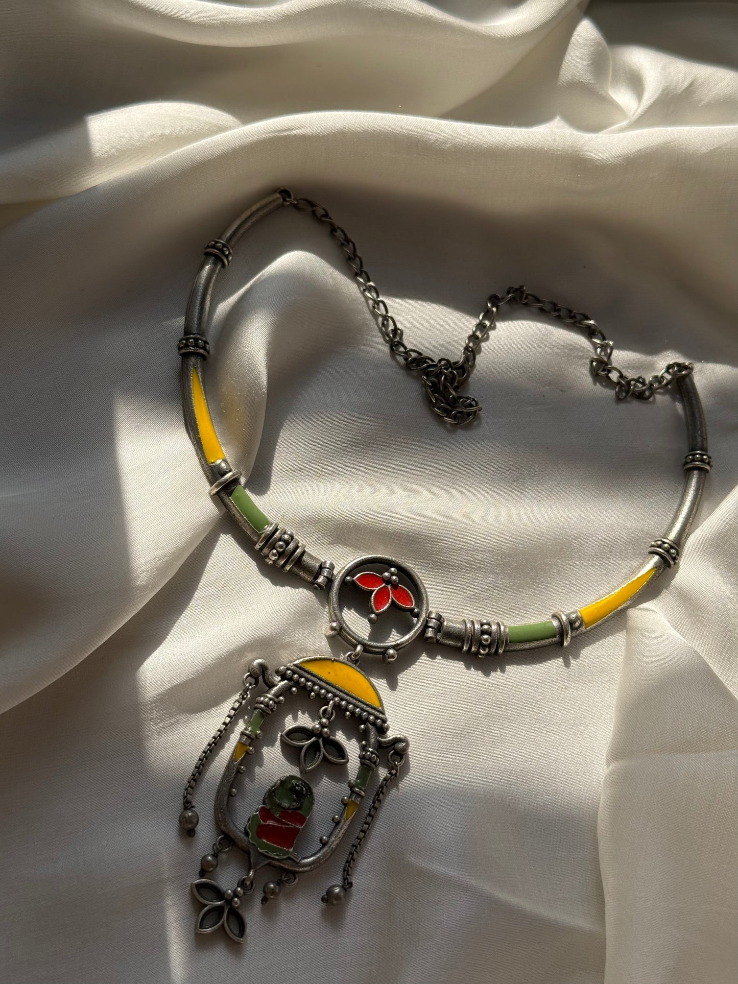 Yellow & Green Parrot Cage Necklace Set