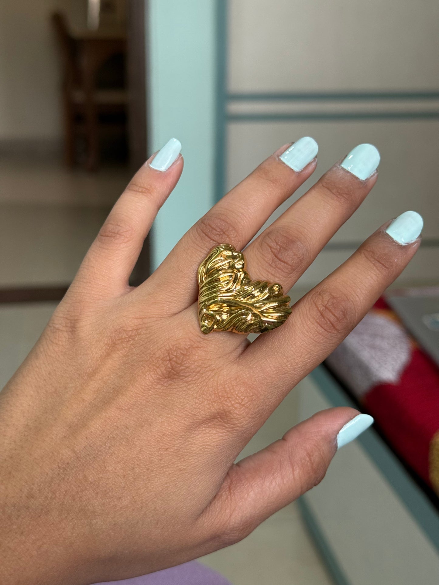 Gold Sculptural Heart Ring