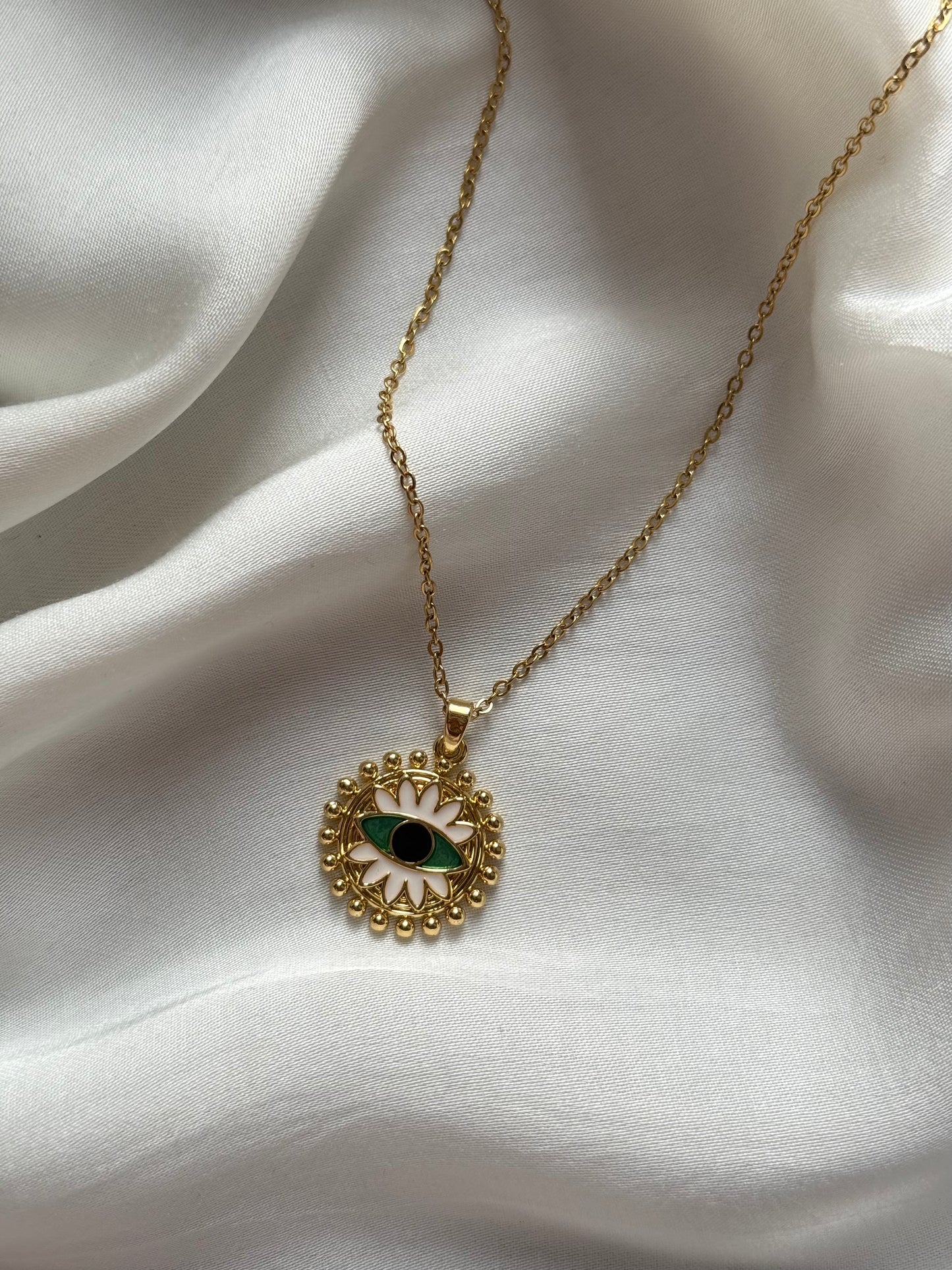 The White Petal Evil Eye Chain