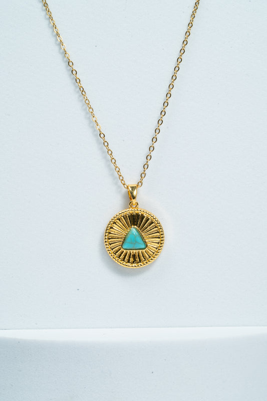 Golden Horizon Turquoise Pendant Necklace