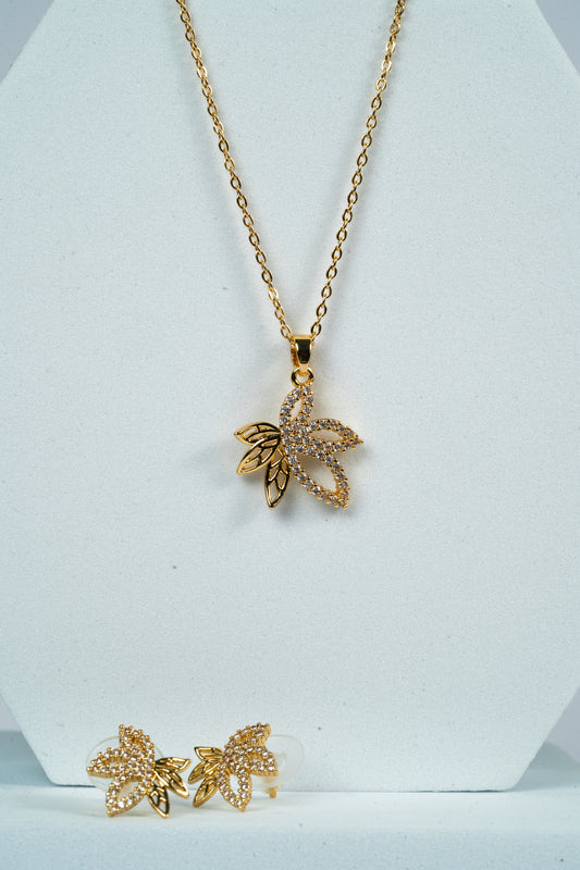 Petal Bloom Sparkle Chain Pendant Set