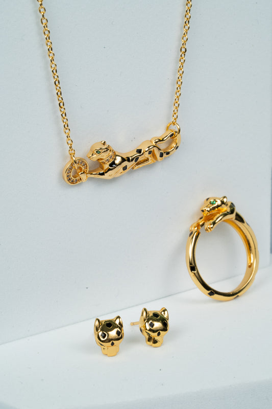 Fierce Feline Gold Chain Pendant Set