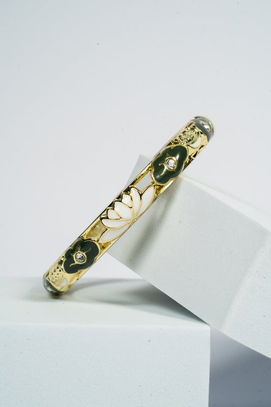 Lotus Whisper Enamel Bangle