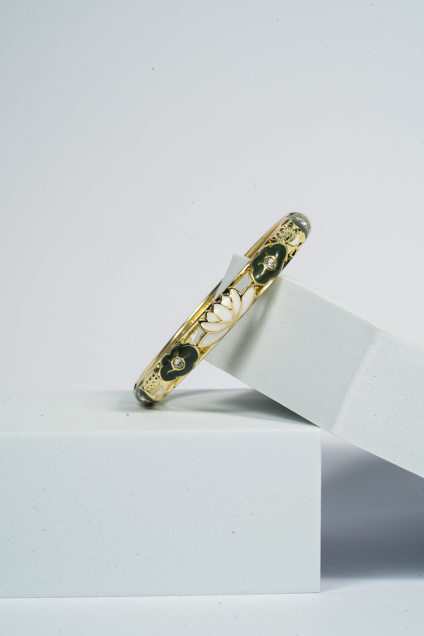 Lotus Whisper Enamel Bangle
