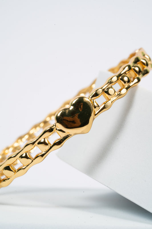 Golden Lattice Love Bangle