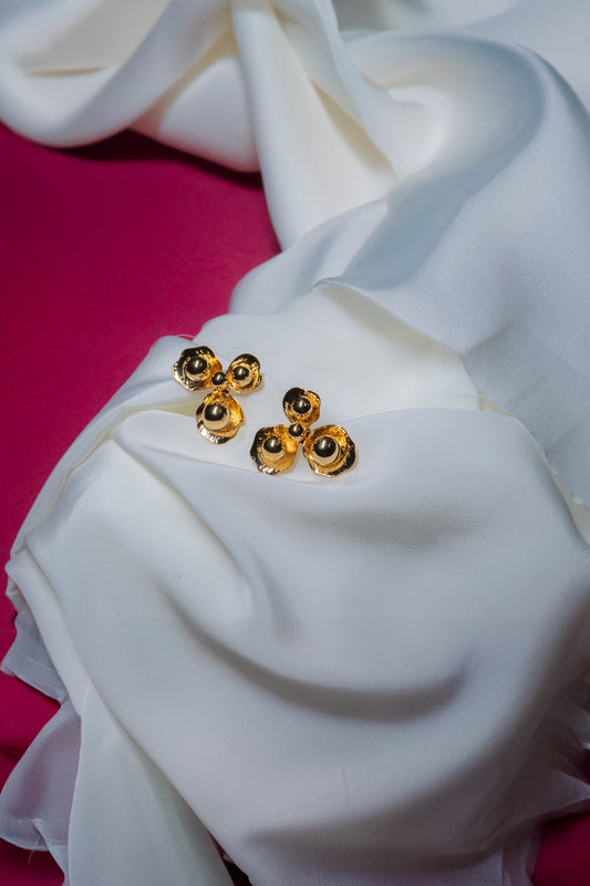 Flower Golden Pearl Earrings