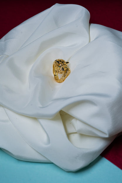 Gold Filigree Panther Ring