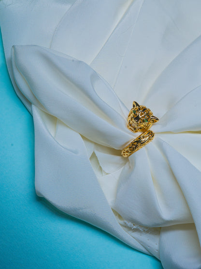 Gold Filigree Panther Ring