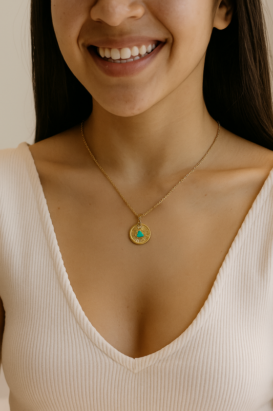 Golden Horizon Turquoise Pendant Necklace