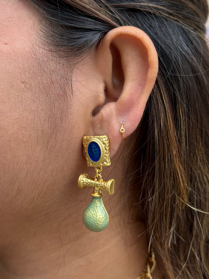 Gold Geometric Window Drops Earrings