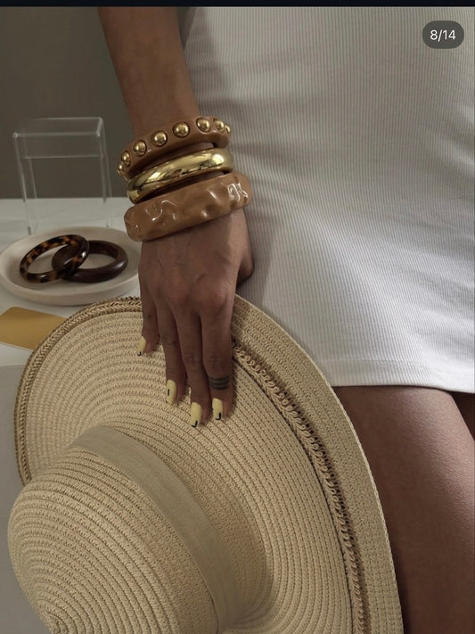 Caramel Glow Trio Bangle Stack