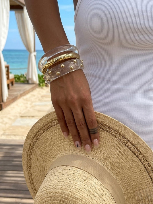 Transparent Gold Trio Bangle Stack