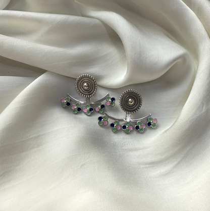 Phoolra Enamel Silver Studs Earrings
