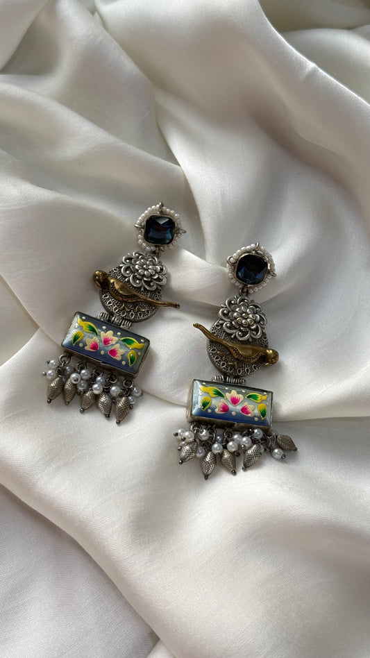 Gulzar Handpainted Silver Earrings