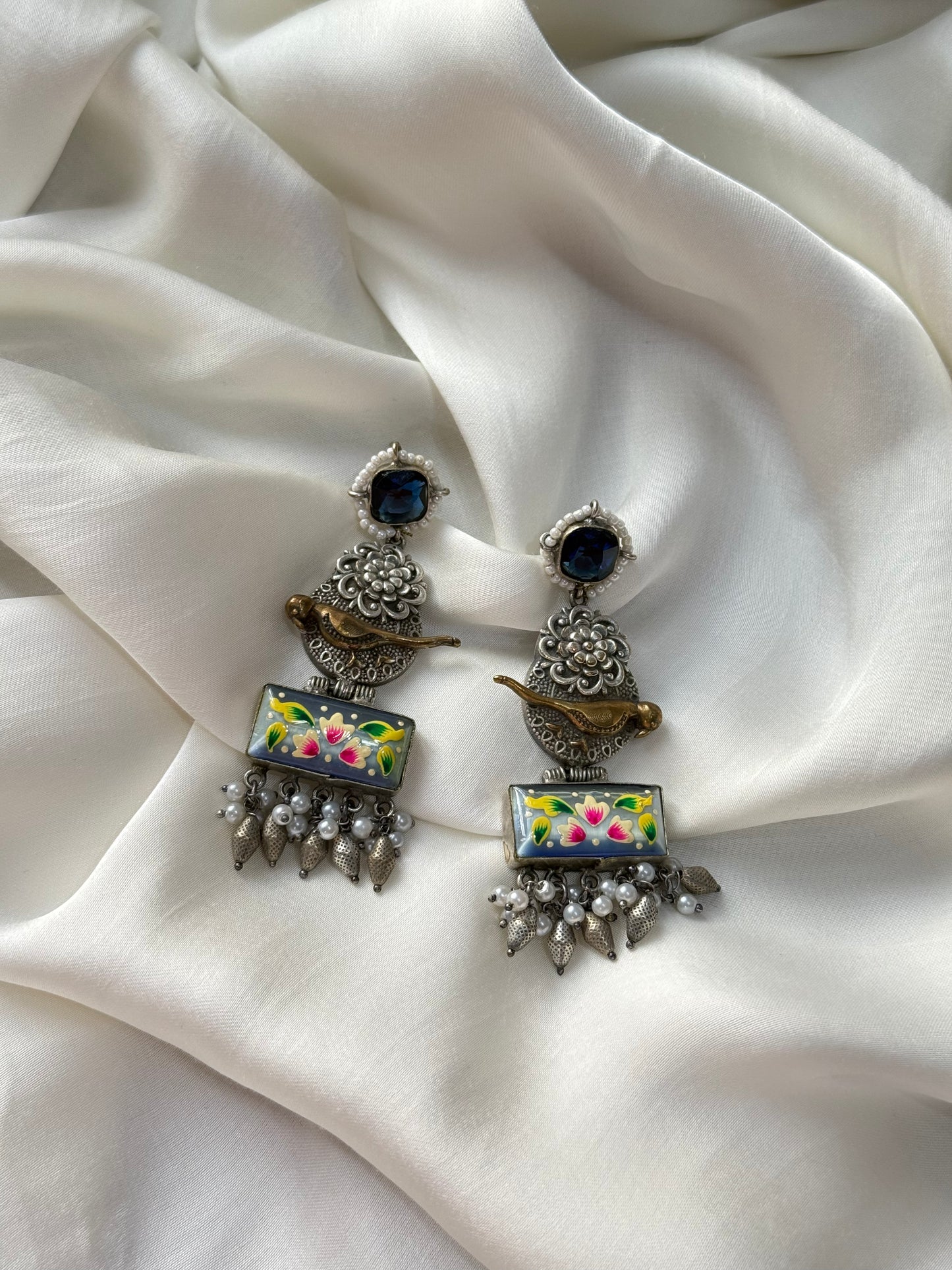 Gulzar Handpainted Silver Earrings
