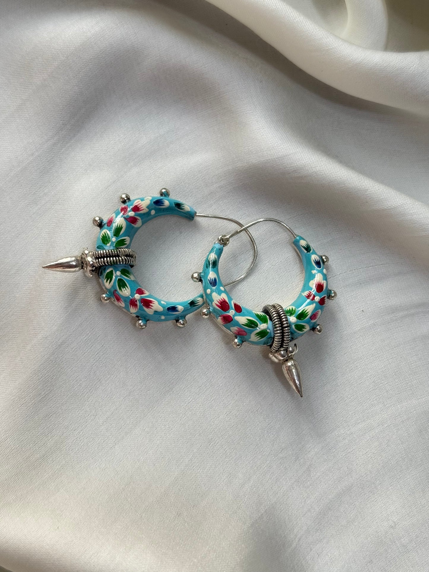 Firoza Floral Crescent Hoops