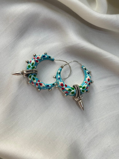 Firoza Floral Crescent Hoops