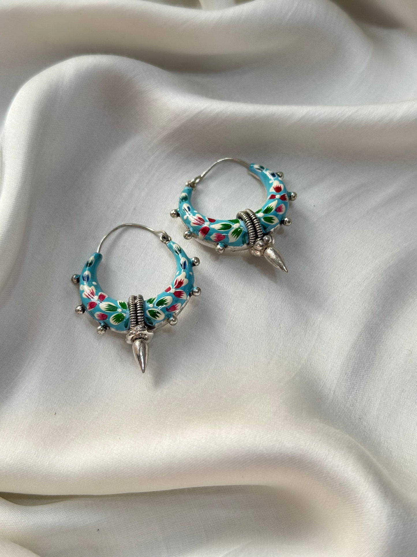 Firoza Floral Crescent Hoops