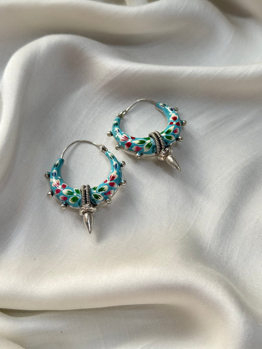 Firoza Floral Crescent Hoops