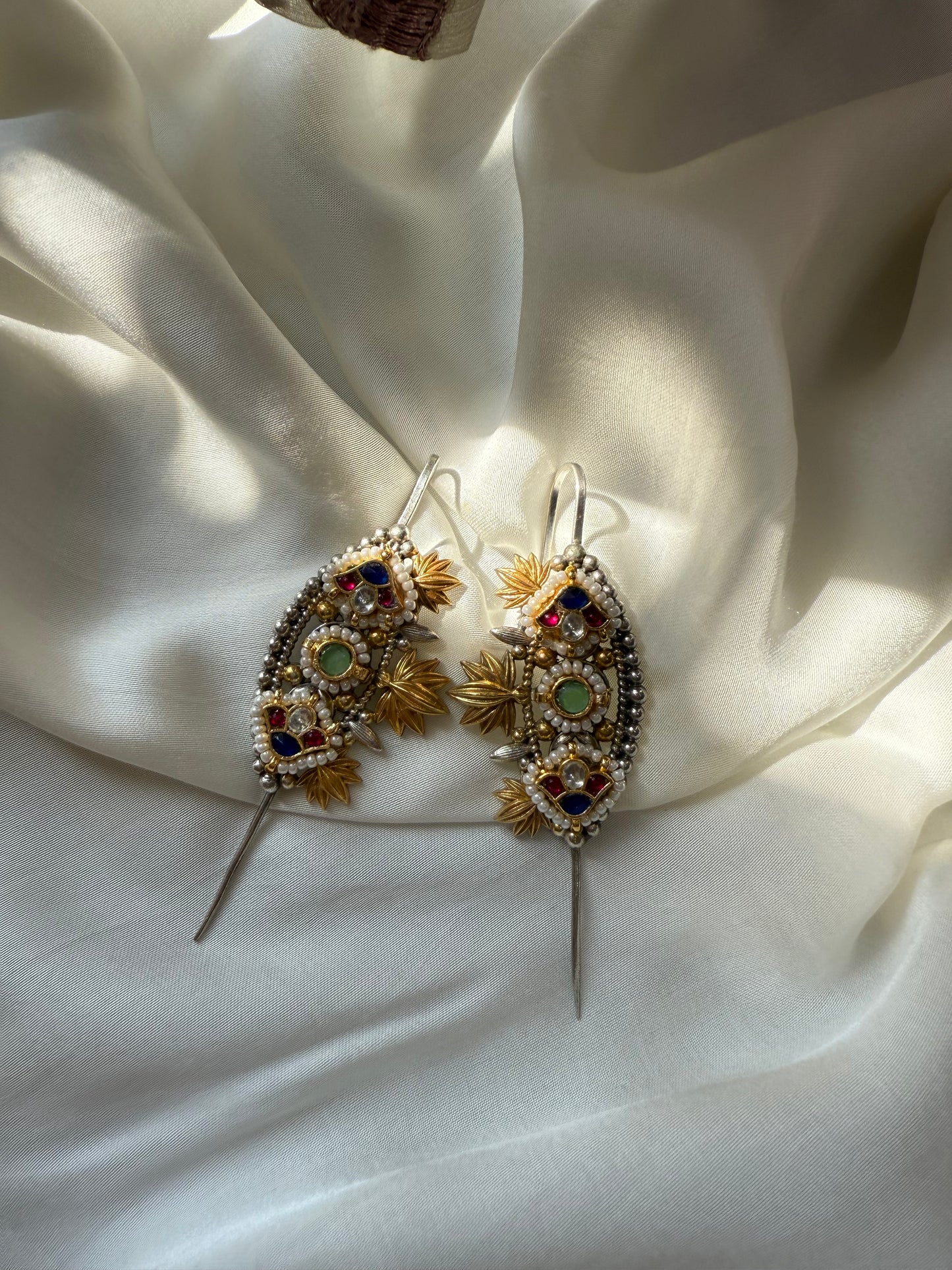 eritage Kundan Leaf Dangle Earrings