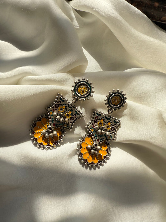 Yellow Bloom Meenakari Earrings