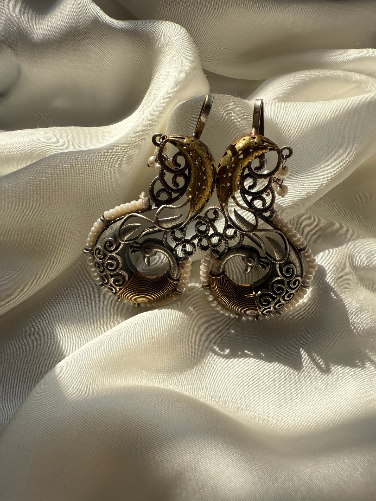 Antique Dual-Tone Filigree Earrings