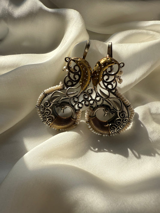 Antique Dual-Tone Filigree Earrings