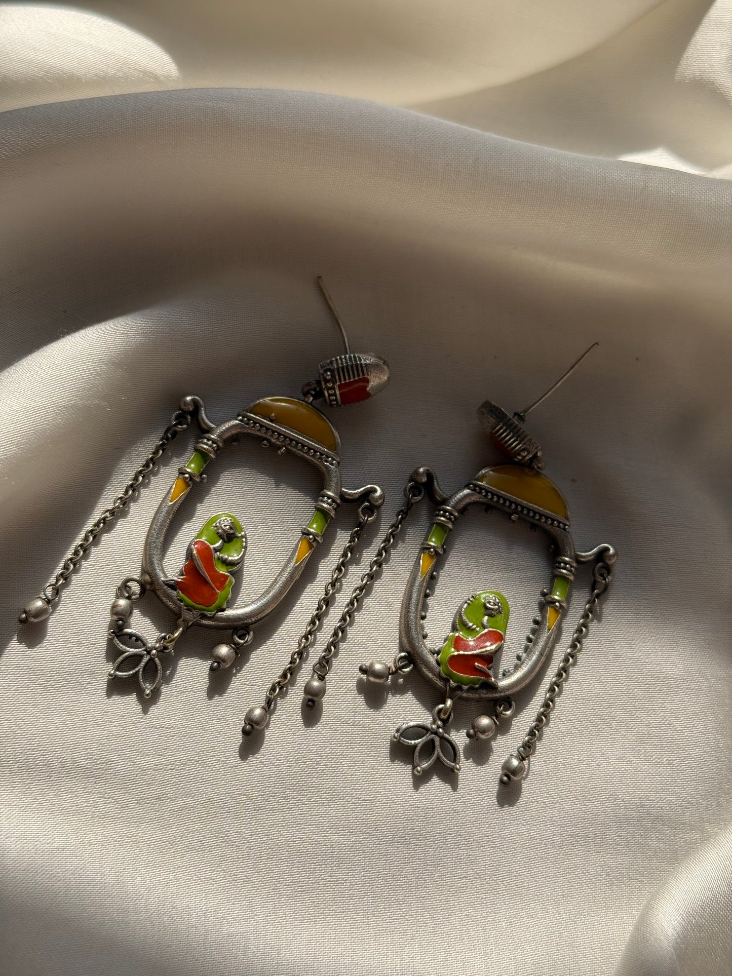 Jaali Enamel Window Earrings