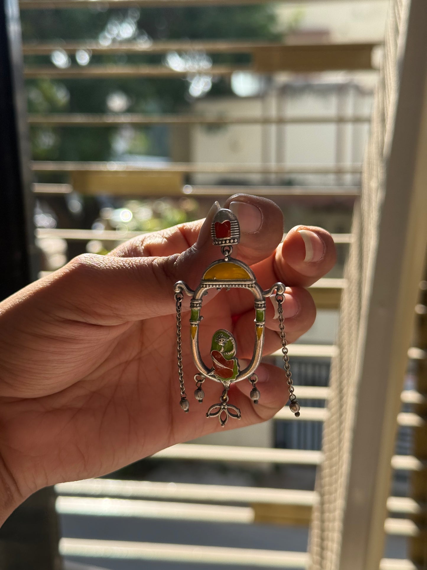 Jaali Enamel Window Earrings