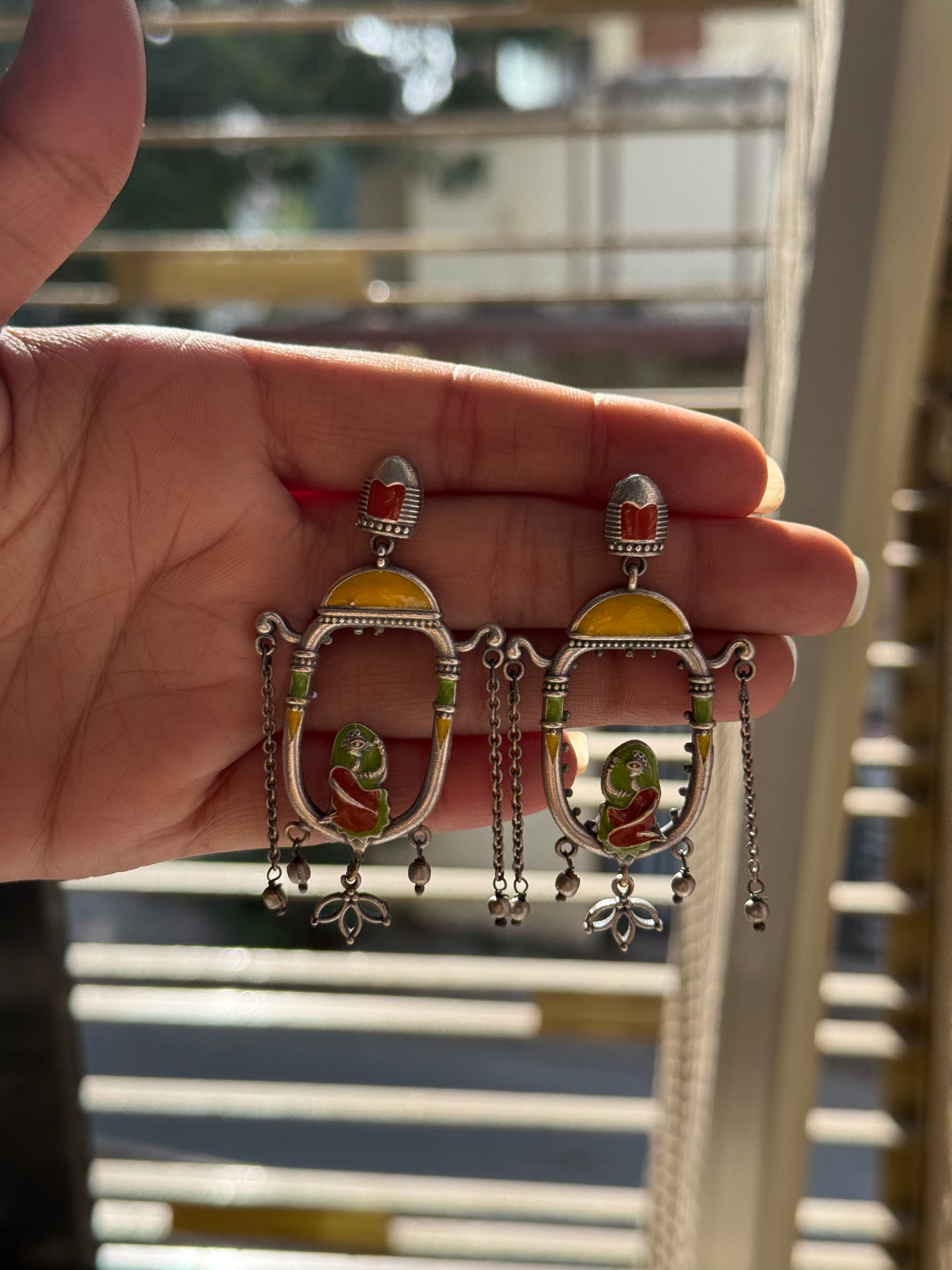Yellow & Green Parrot Cage Necklace Set