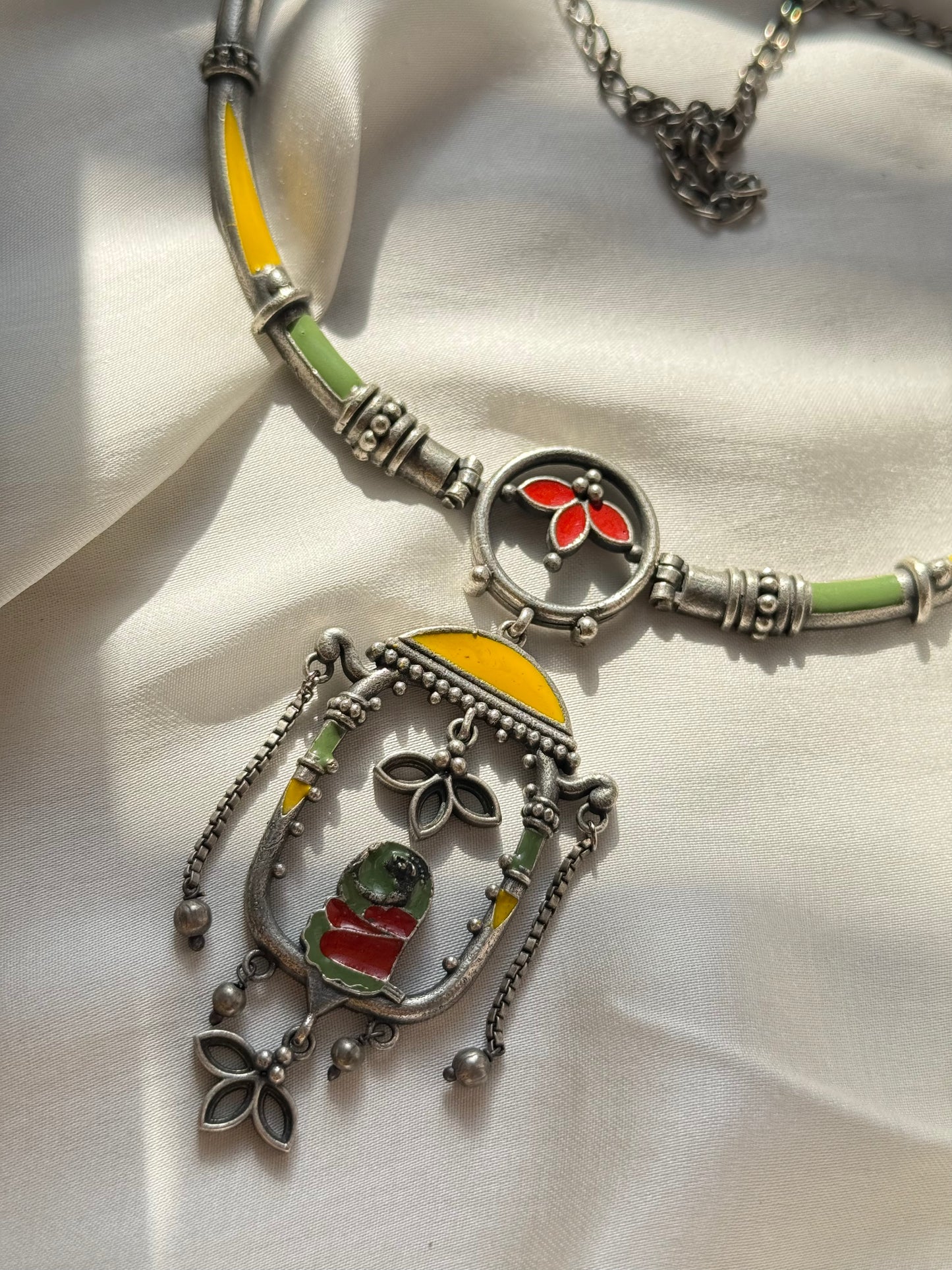 Yellow & Green Parrot Cage Necklace Set