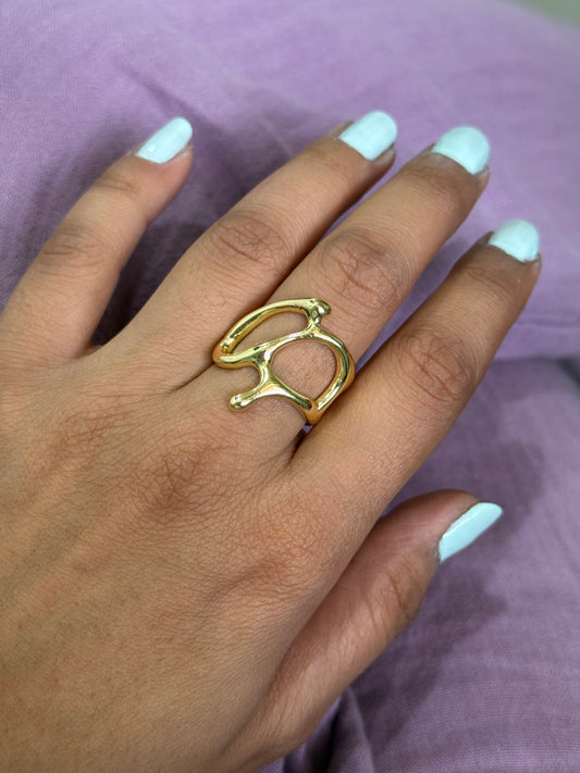 Gold Abstract Dripping Ring
