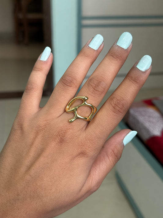 Gold Abstract Dripping Ring