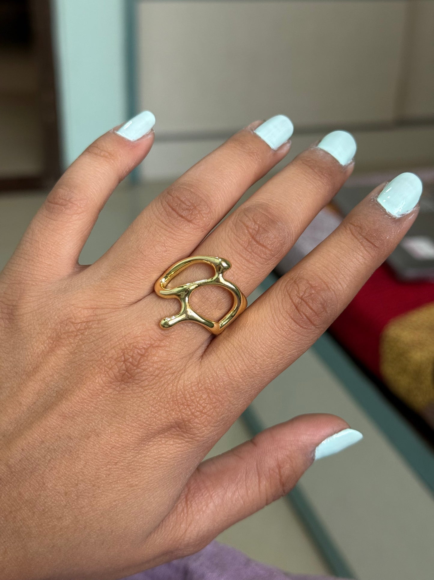 Gold Abstract Dripping Ring