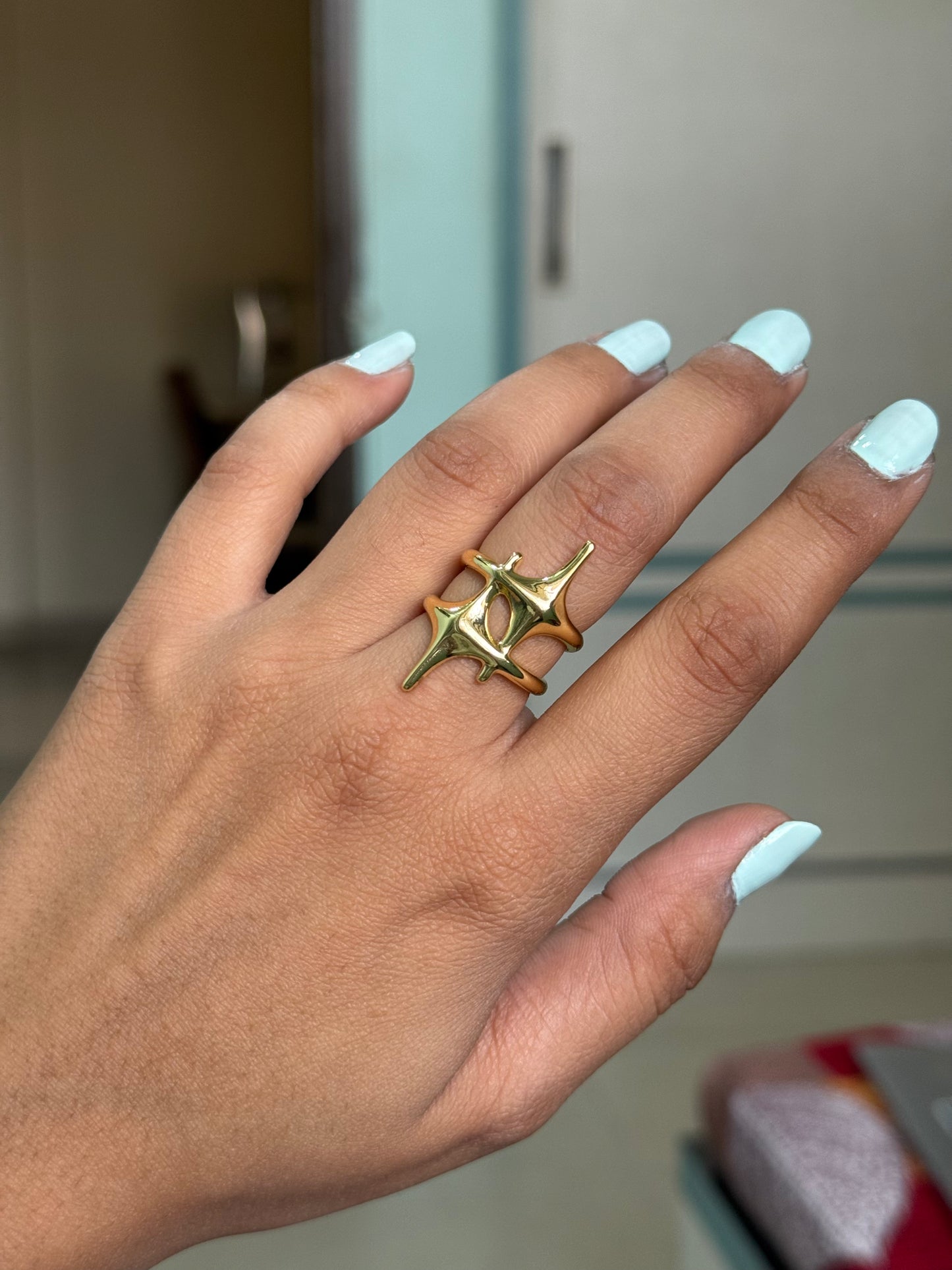 Gold Abstract Starburst Ring