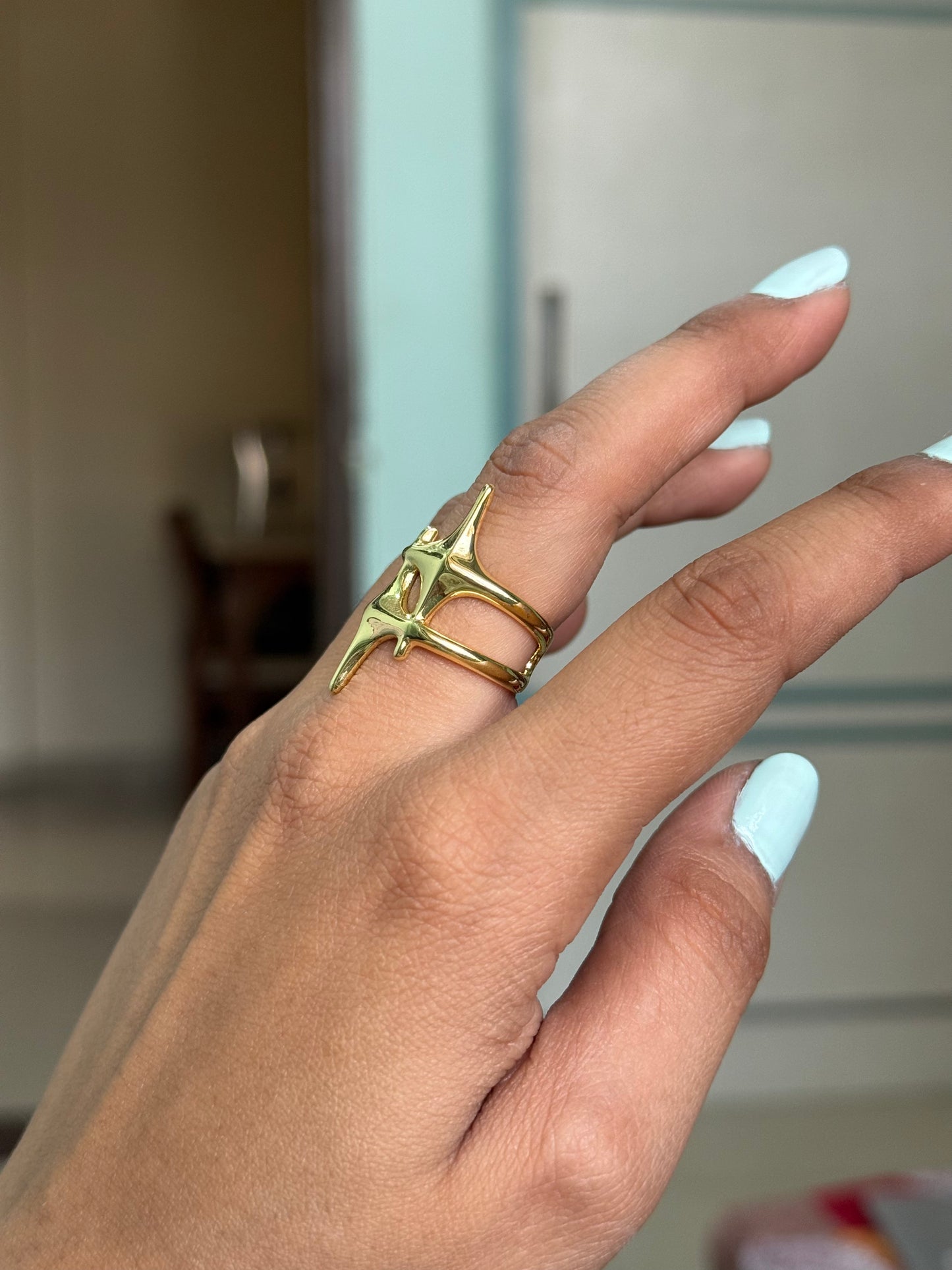 Gold Abstract Starburst Ring