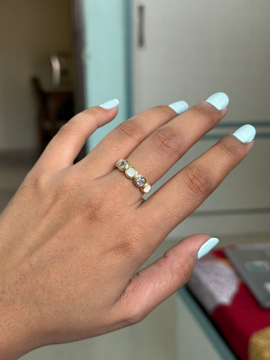 Gold Bezel-Set Stone Band Ring