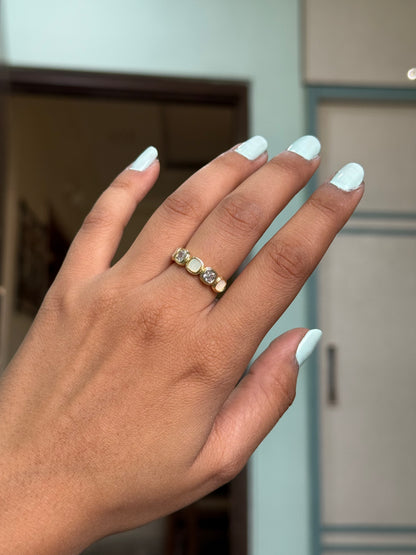 Gold Bezel-Set Stone Band Ring