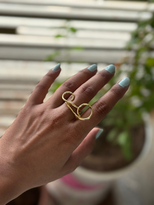 Gold Abstract Dripping Ring