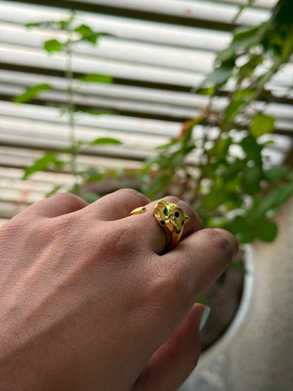 Gold Panther Head Ring