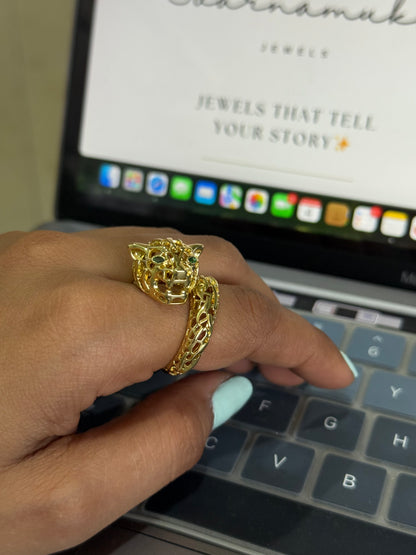 Gold Filigree Panther Ring