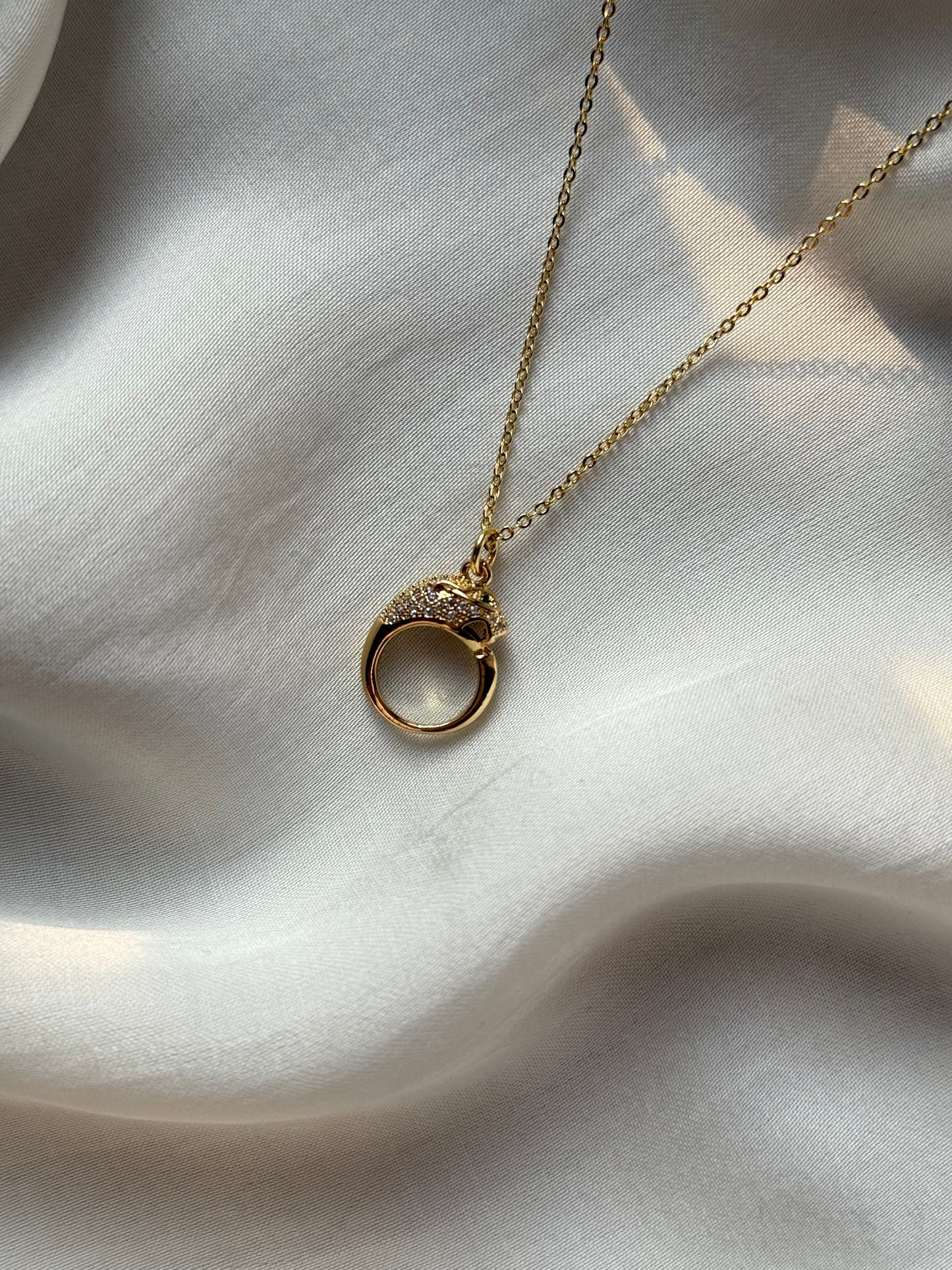 Gold Panther Head Pendant Necklace