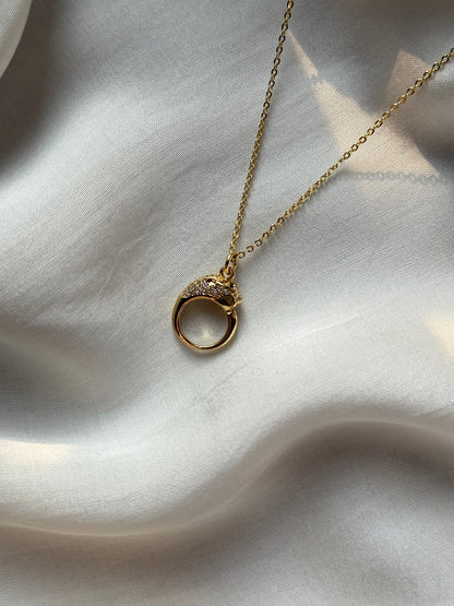 Gold Panther Head Pendant Necklace