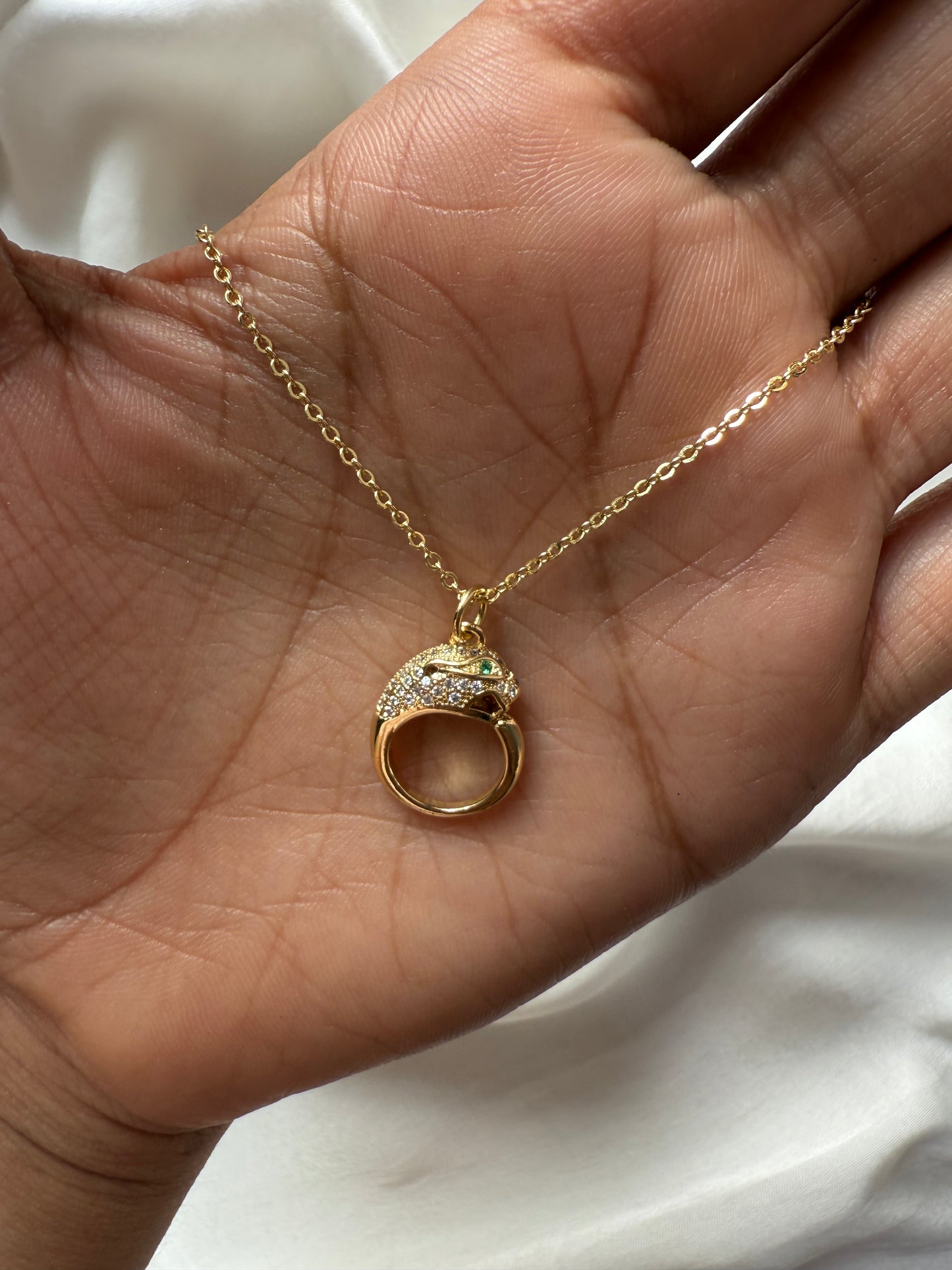 Gold Panther Head Pendant Necklace